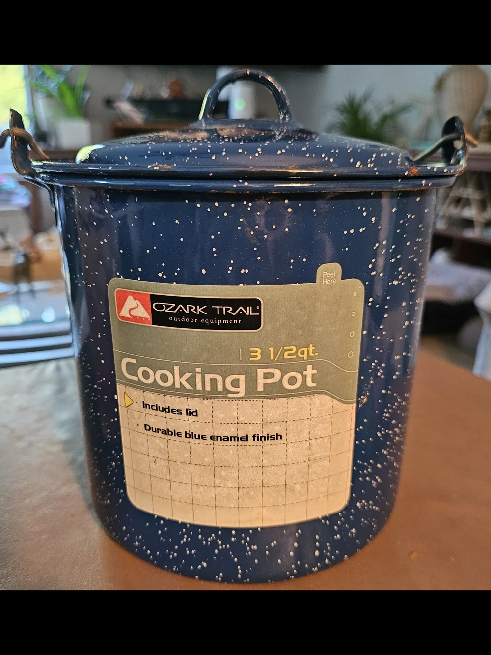 Ozark Trail Blue Enamel Cooking Pot with Lid - 3 1/2 qt